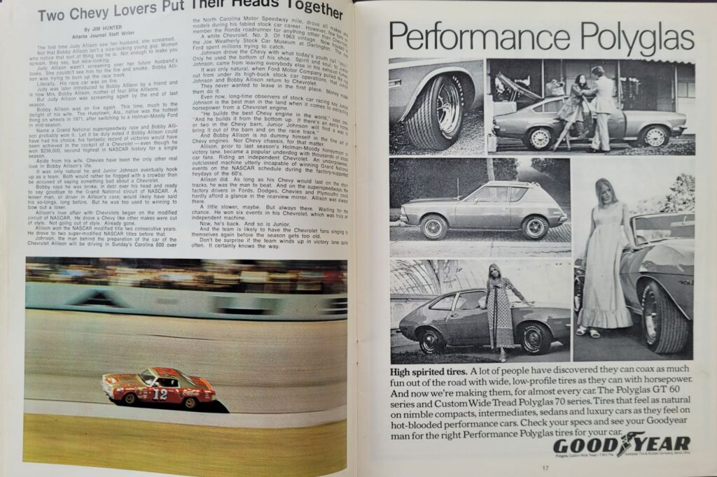 1972 NASCAR North Carolina Motor Speedway Carolina 500 Program - Pages 16-17.