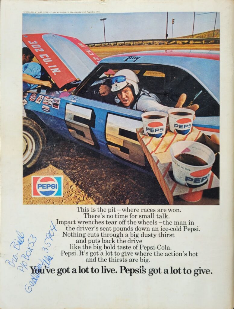 1973 NASCAR Dover Mason-Dixon 500 Program Back Cover