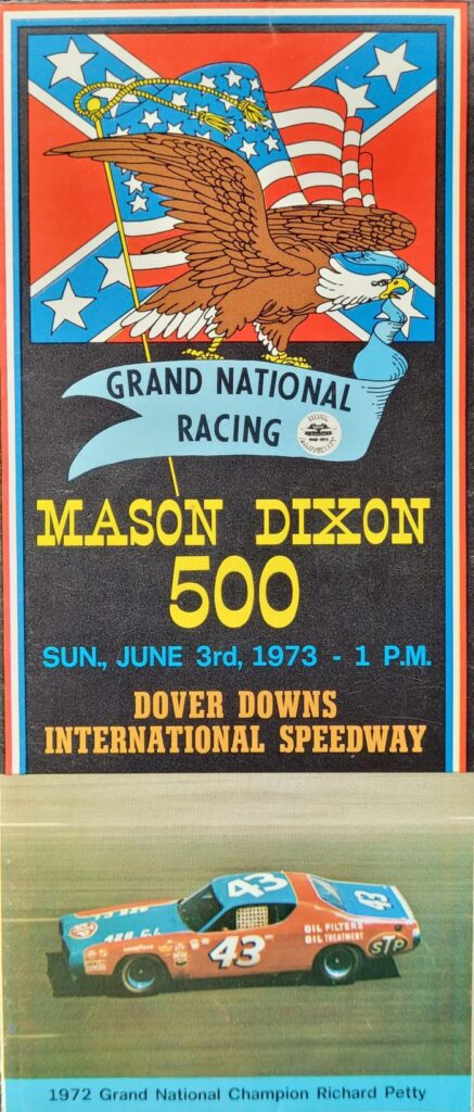 1973 NASCAR Dover Mason-Dixon 500 Ticketing Brochure - Front.