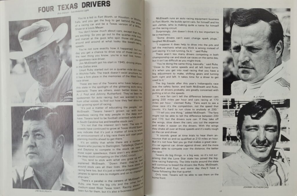 1973 USAC Texas World Twin 200's Program - Pages 16-17