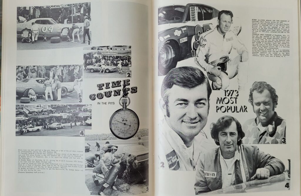 1974 NASCAR Dover Mason-Dixon 500 Program - 1973 Most Popular Drivers.