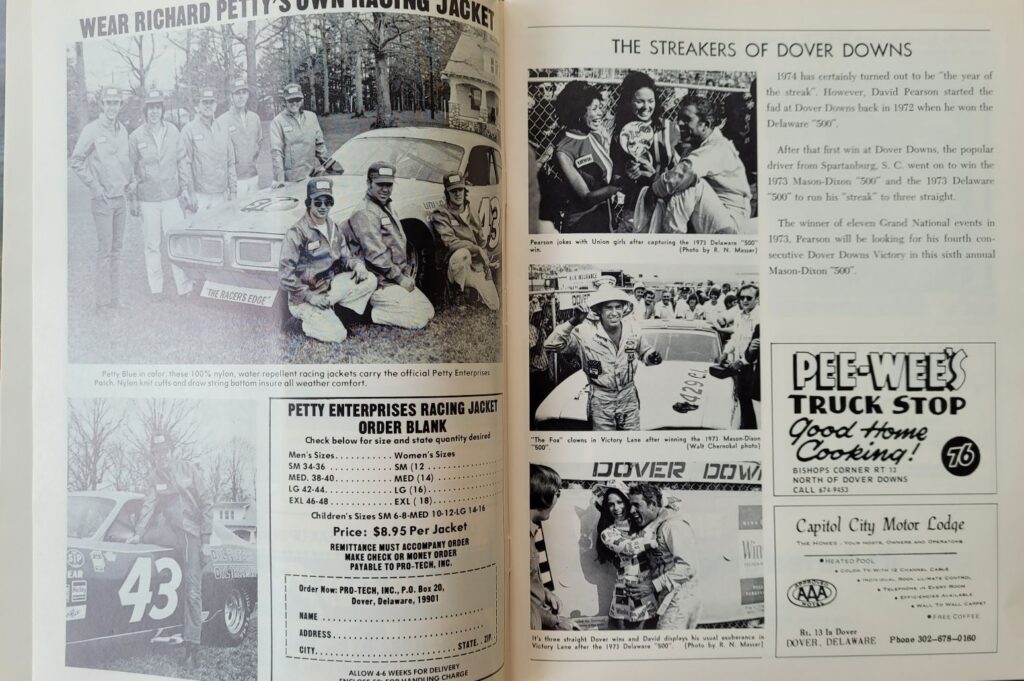 1974 NASCAR Dover Mason-Dixon 500 Program - Richard Petty.