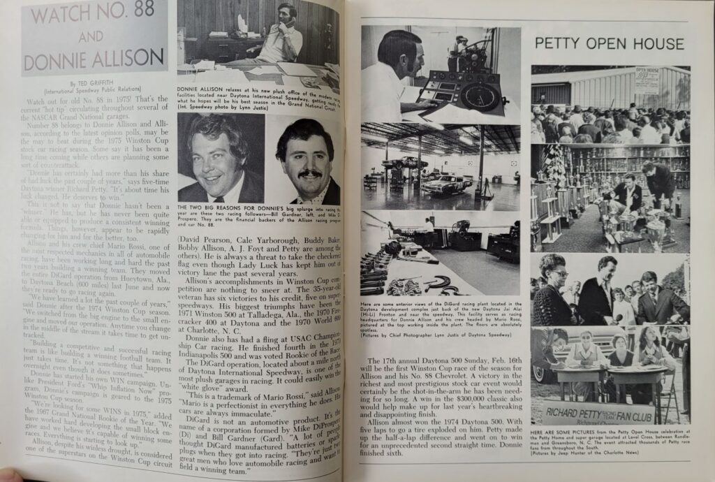 1975 NASCAR Dover Mason-Dixon 500 Program - Donnie Allison.