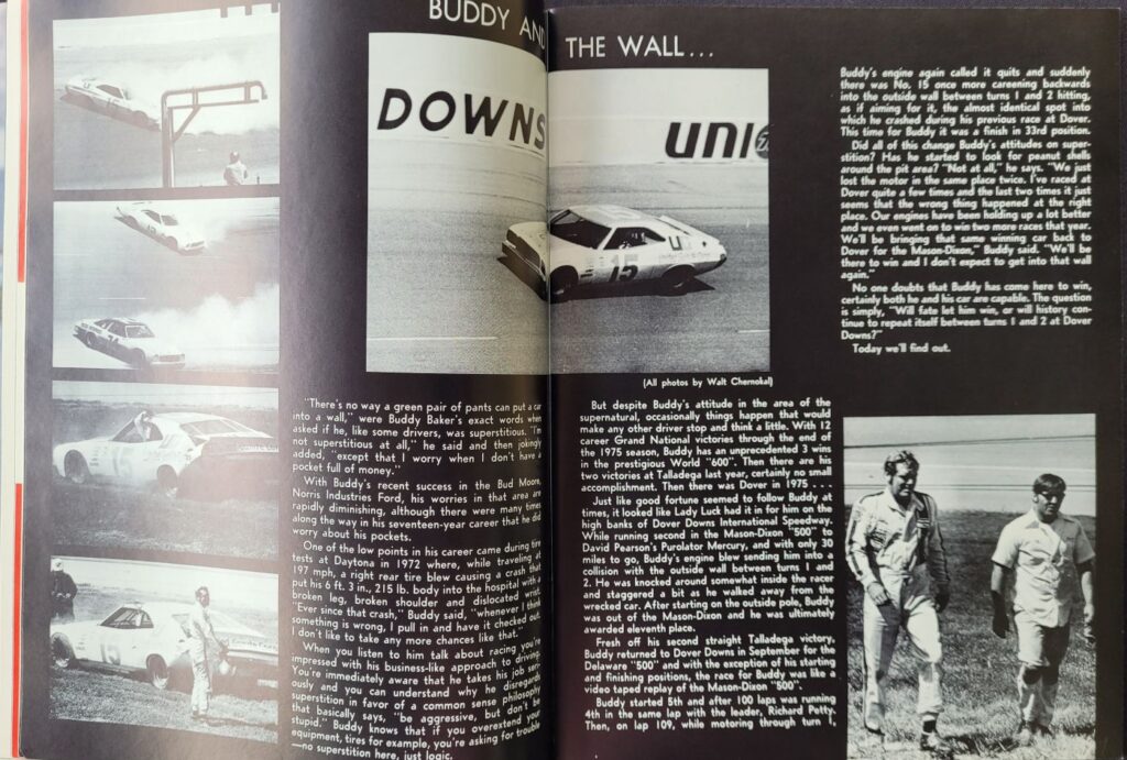 1976 NASCAR Dover Mason-Dixon 500 Program - Buddy and the Wall.