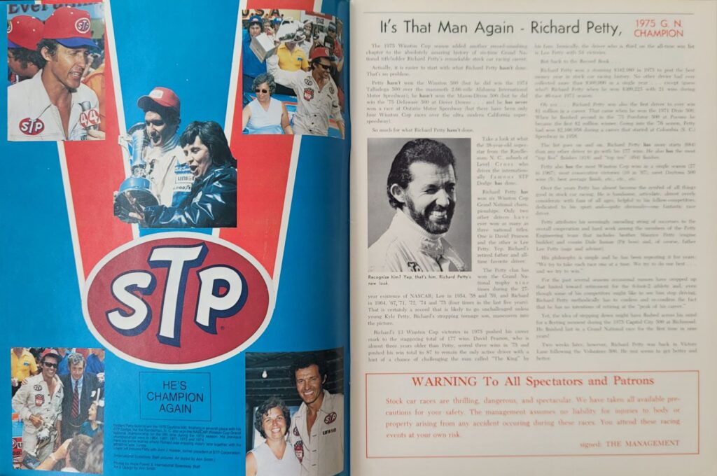 1976 NASCAR Dover Mason-Dixon 500 Program - Richard Petty.