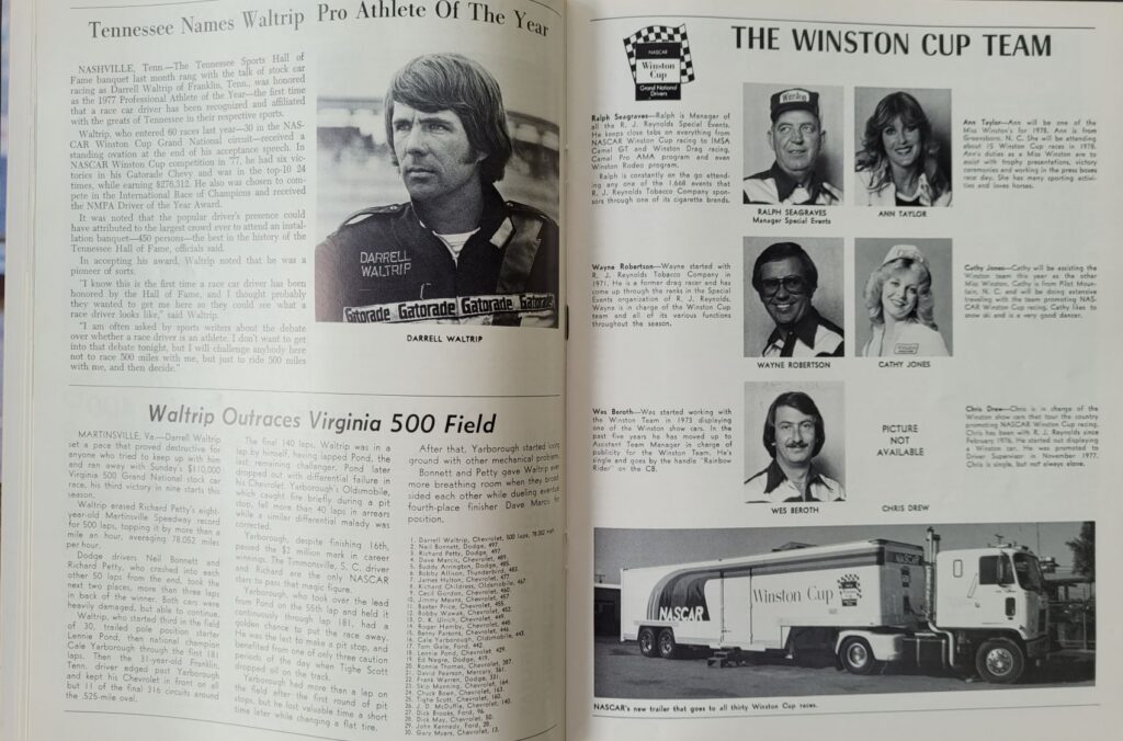 1978 NASCAR Dover Mason-Dixon 500 Program - Darrell Waltrip.