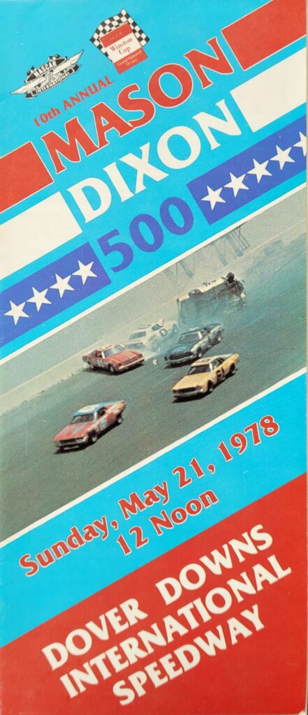 1978 NASCAR Dover Mason-Dixon 500 Ticketing Brochure Front.