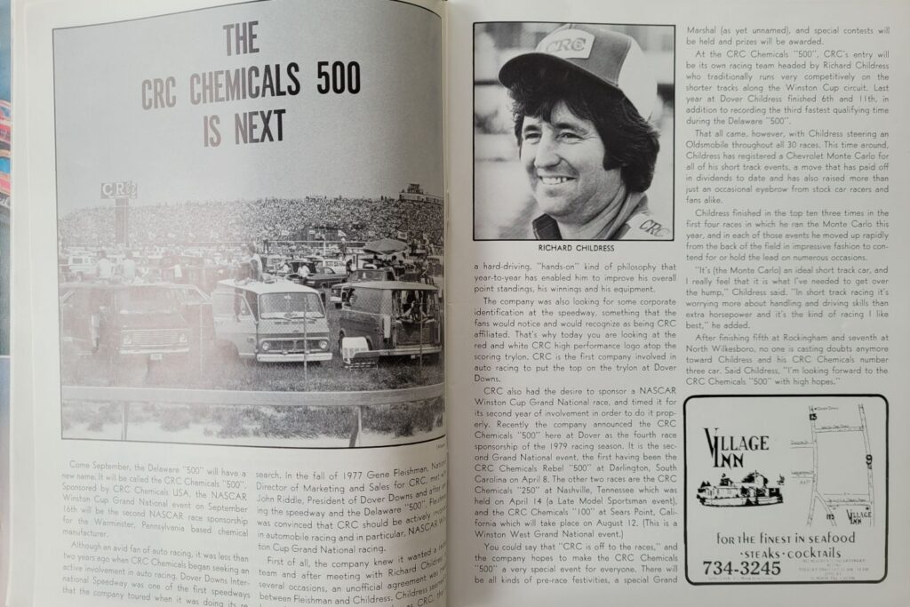 1979 NASCAR Dover Mason-Dixon 500 Program - CRC Chemicals.