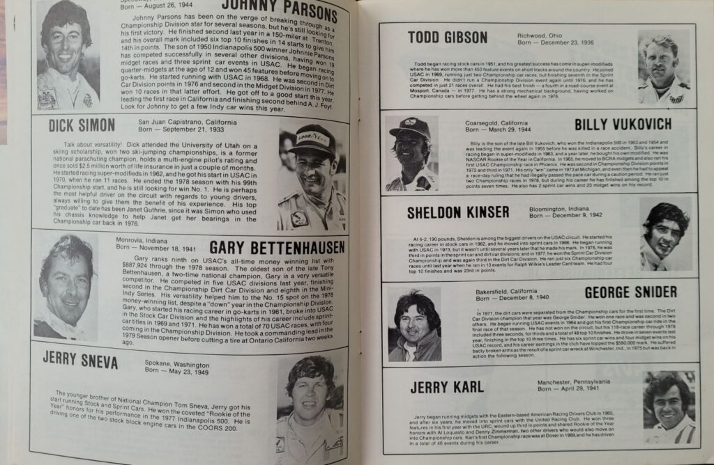 1979 USAC Texas World Coors 200 Program - Drivers