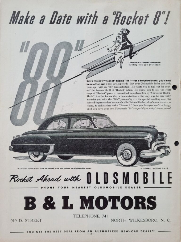 1950 NASCAR North Wilkesboro Fall Program Back Cover