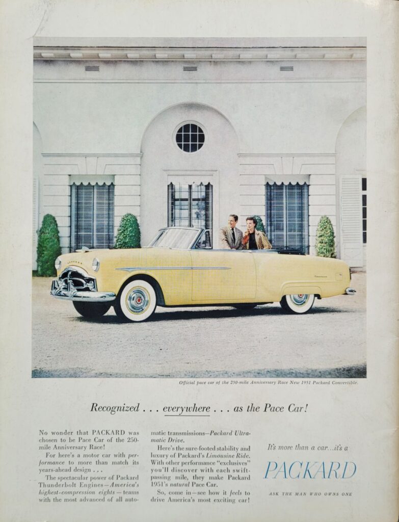 1951 NASCAR Detroit 250 Mile Anniversary Race Program Back Cover