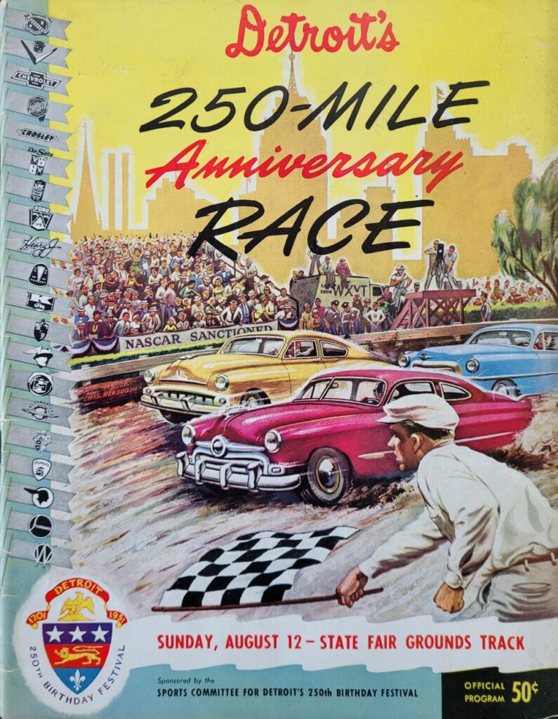 1951 NASCAR Detroit 250 Mile Anniversary Race Program Front Cover.