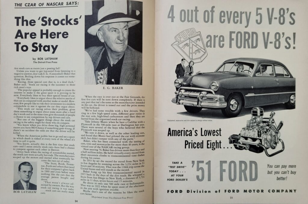 1951 NASCAR Detroit 250 Mile Anniversary Race Program - Pages 24-25.