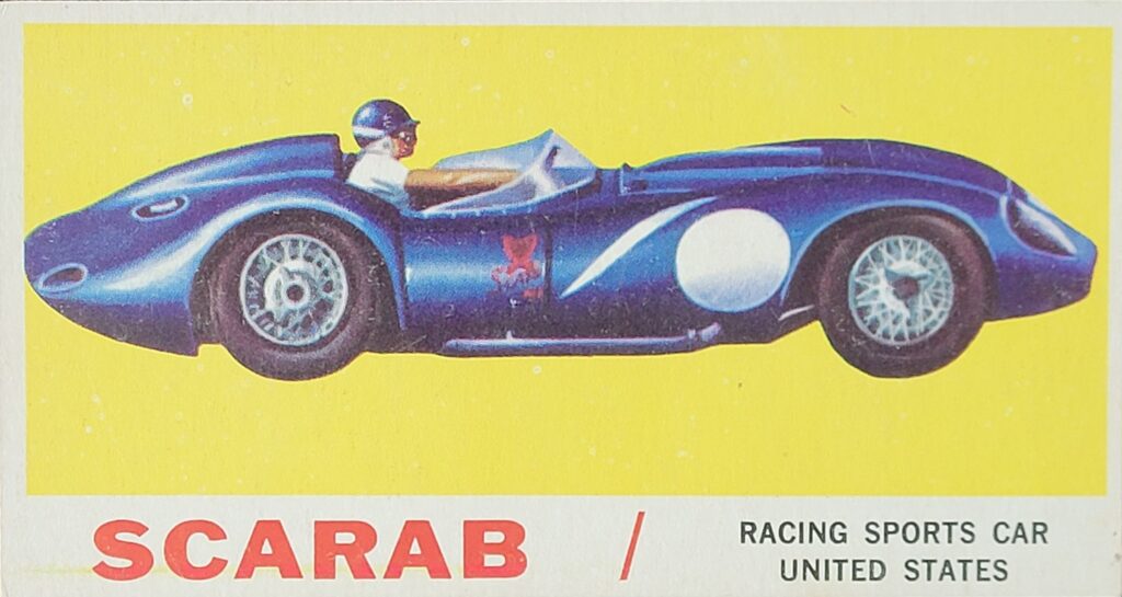 1961 Topps Sports Cars - Scarab Card #29 Front