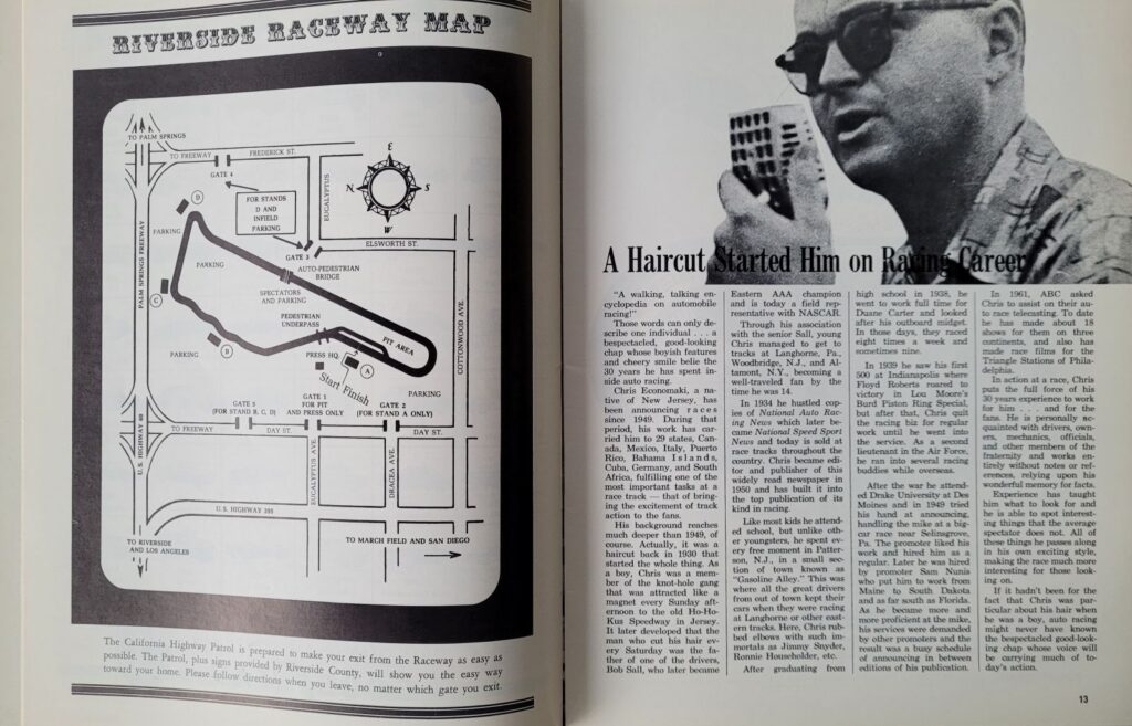 1963 NASCAR Riverside Golden State 400 Program - Pages 12-13.