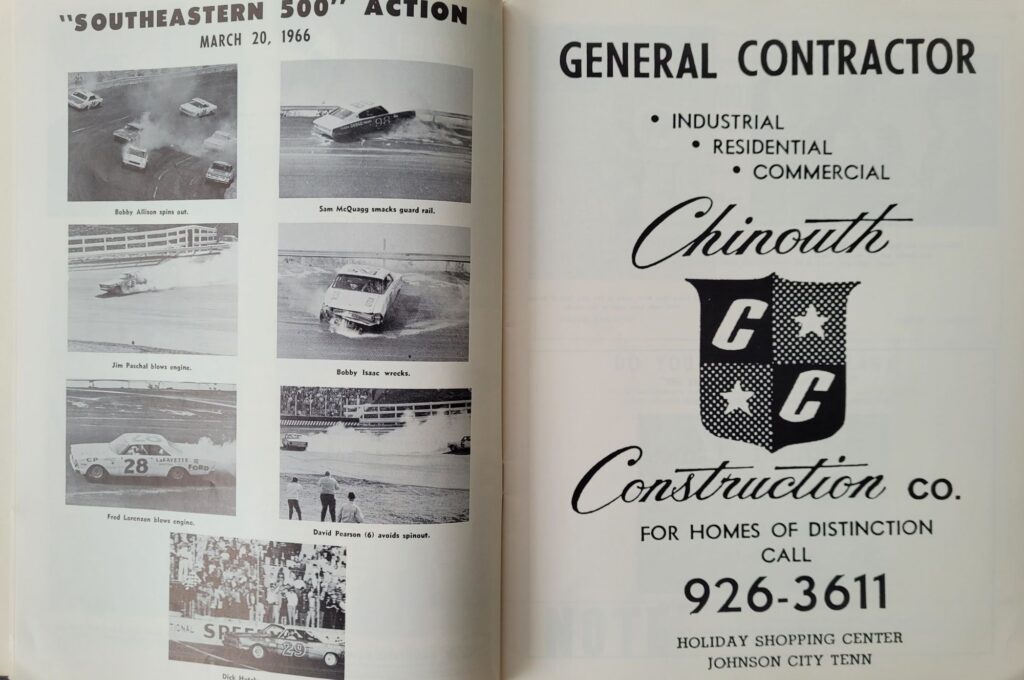 1966 NASCAR Bristol Volunteer 500 Program - Southeastern 500 Action.