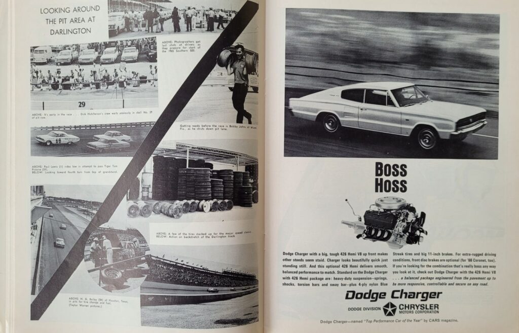 1966 NASCAR Darlington Southern 500 Program - Pit Area Photos.