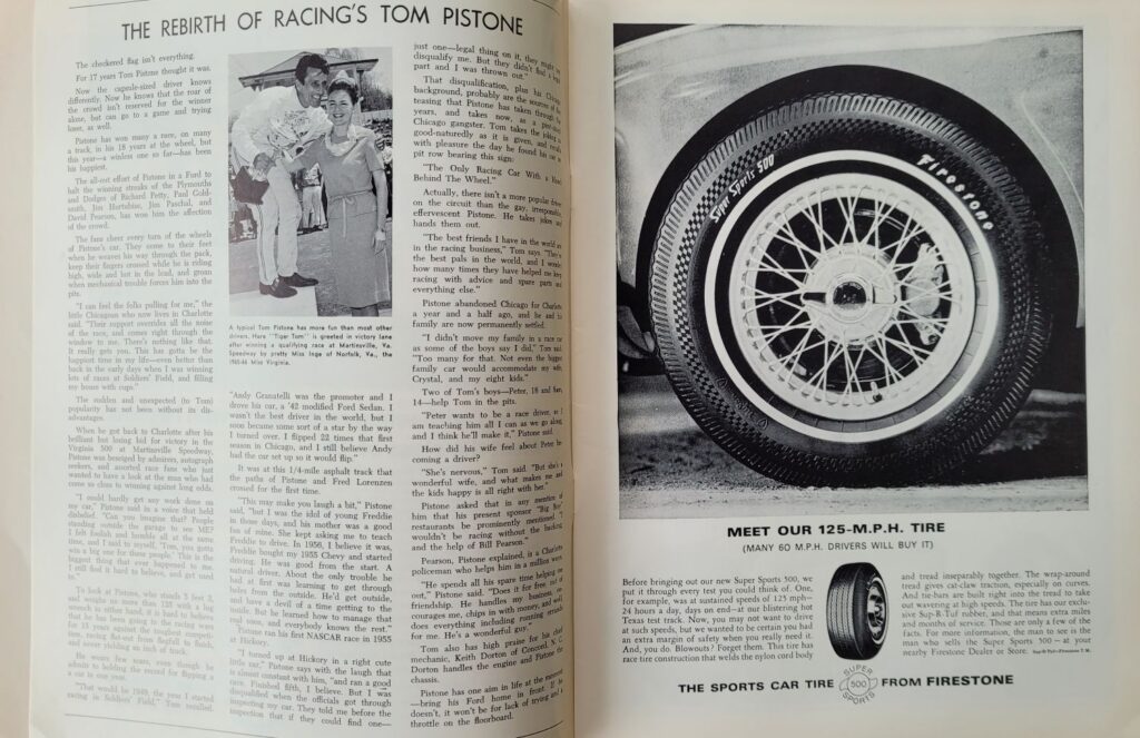 1966 NASCAR North Wilkesboro Wilkes 400 Program - Tom Pistone.