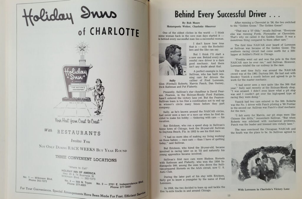 1967 NASCAR Charlotte National 500 Program - Pages 12-13.