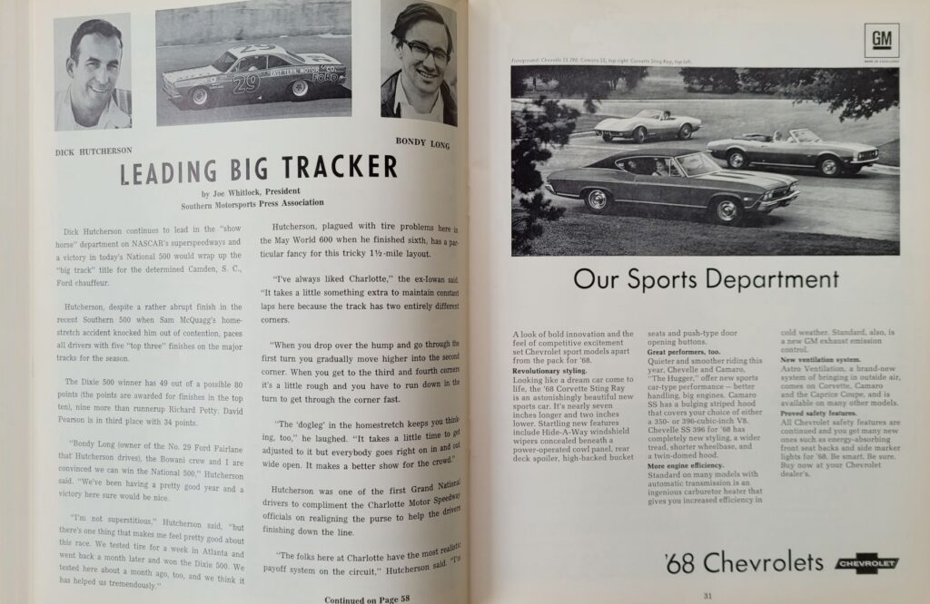 1967 NASCAR Charlotte National 500 Program - Pages 30-31.
