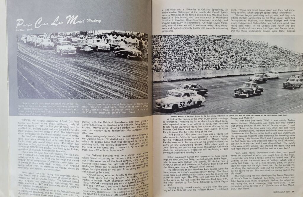 1970 NASCAR Riverside Falstaff 400 Program - Pages 18-19.
