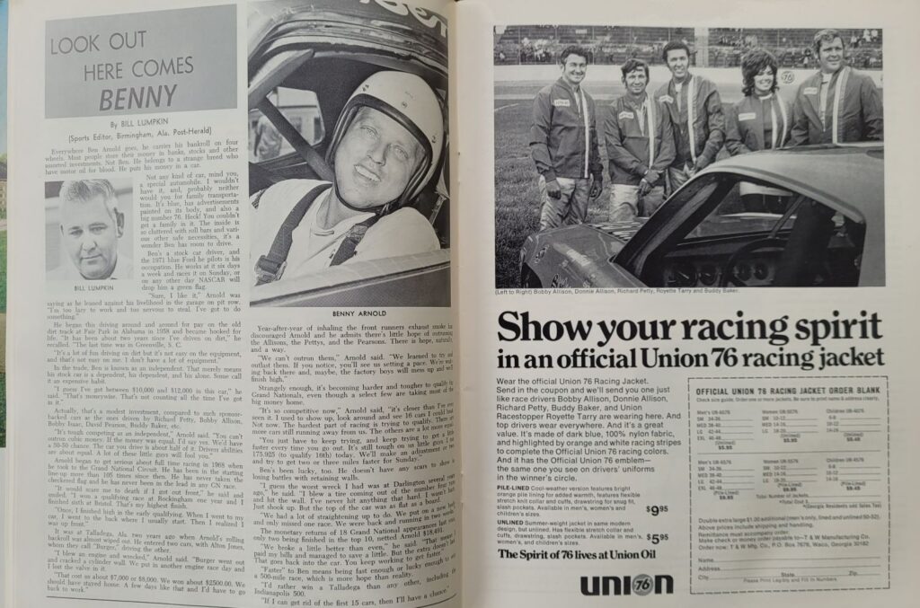 1972 NASCAR Delaware 500 Program - Benny Arnold.