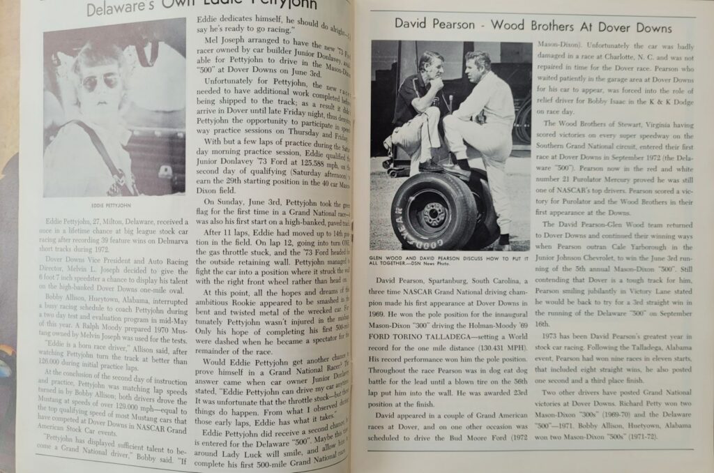 1973 NASCAR Dover Delaware 500 Program - David Pearson.