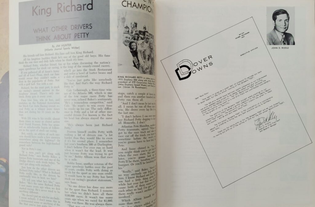 1973 NASCAR Dover Delaware 500 Program - King Richard.