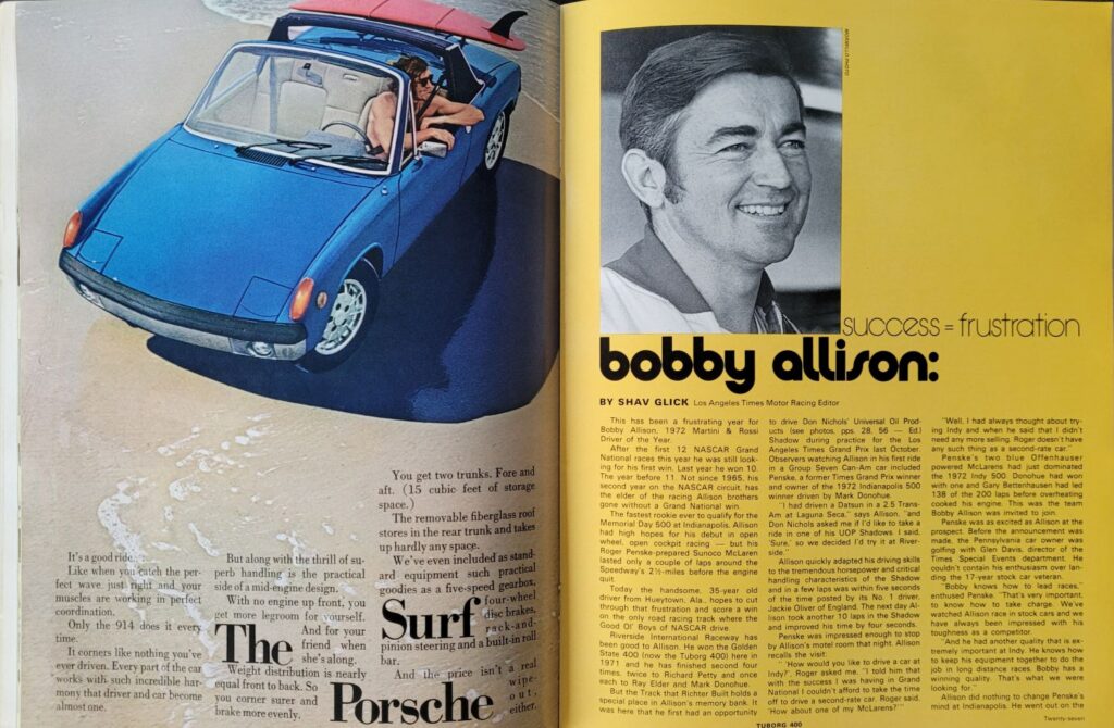 1973 NASCAR Riverside Tuborg 400 Program - Pages 26-27.