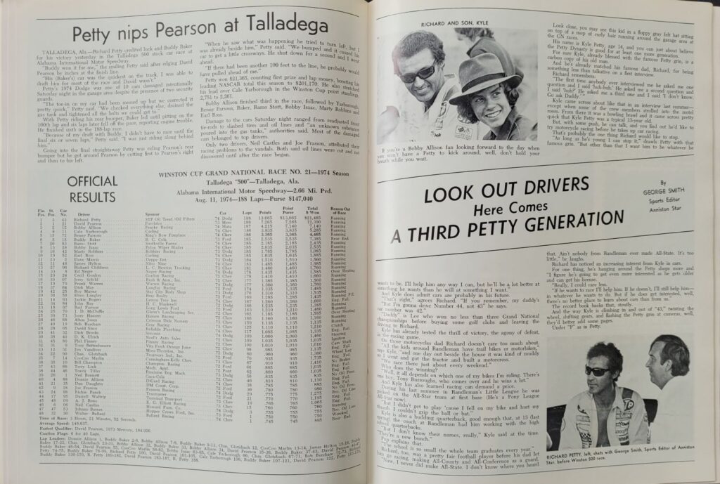 1974 NASCAR Dover Delaware 500 Program - Third Generation Petty.