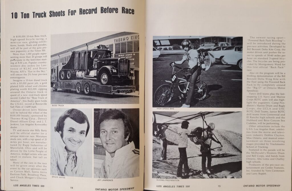 1974 NASCAR Ontario LA Times 500 Program - Pages 14-15.