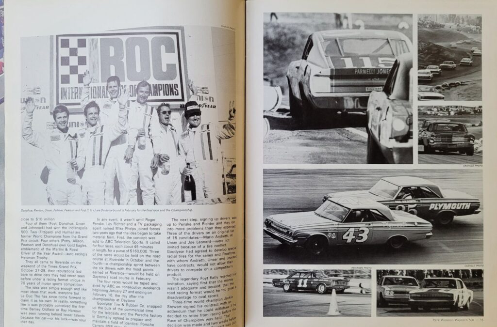 1974 NASCAR Riverside Winston Western 500 Program - IROC.