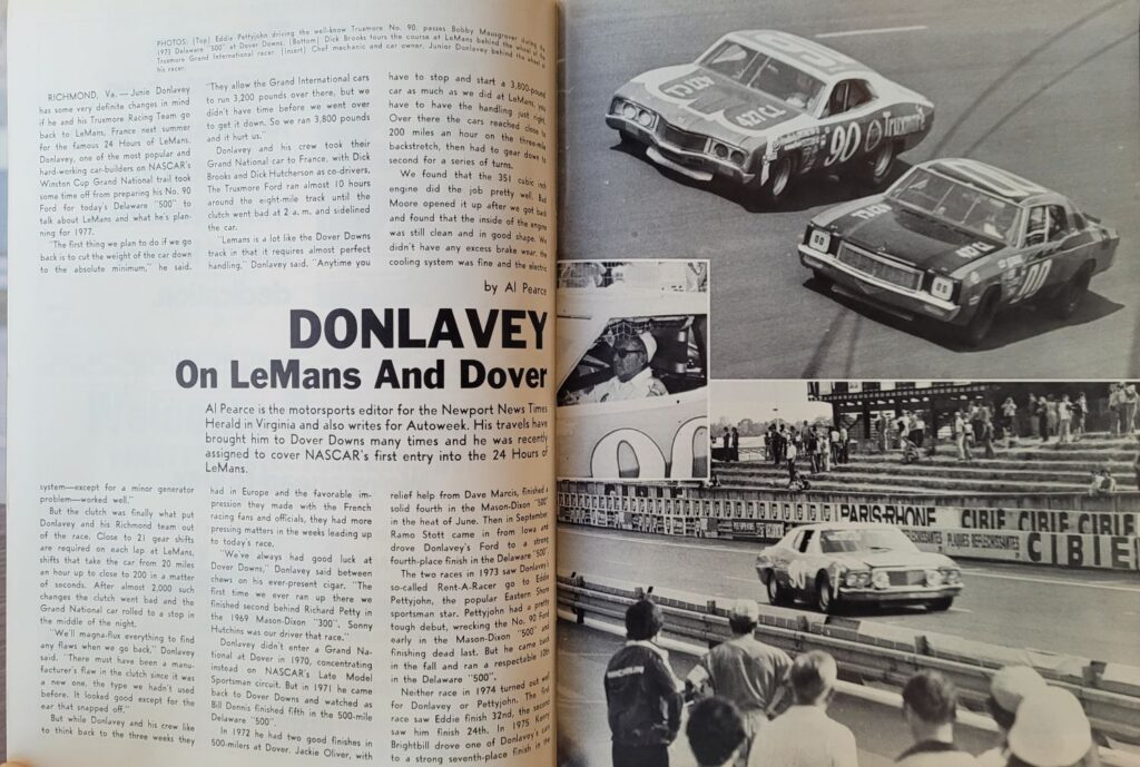 1976 NASCAR Dover Delaware 500 Program - Junie Donlavey.
