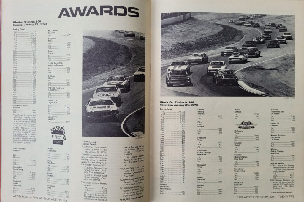 1978 NASCAR Riverside Winston Western 500 Program - Pages 38-39