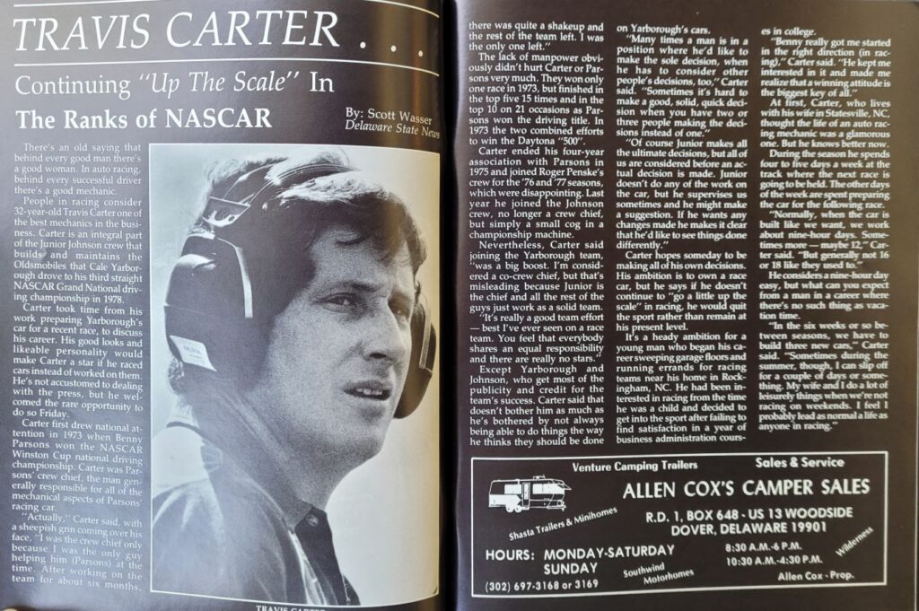 1979 NASCAR Dover CRC Chemicals 500 Program - Travis Carter.