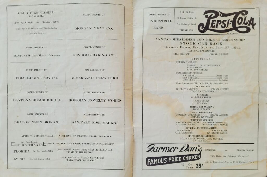 1941 Daytona Mid-Summer Championship Stock Car Program - Pages 2-3
