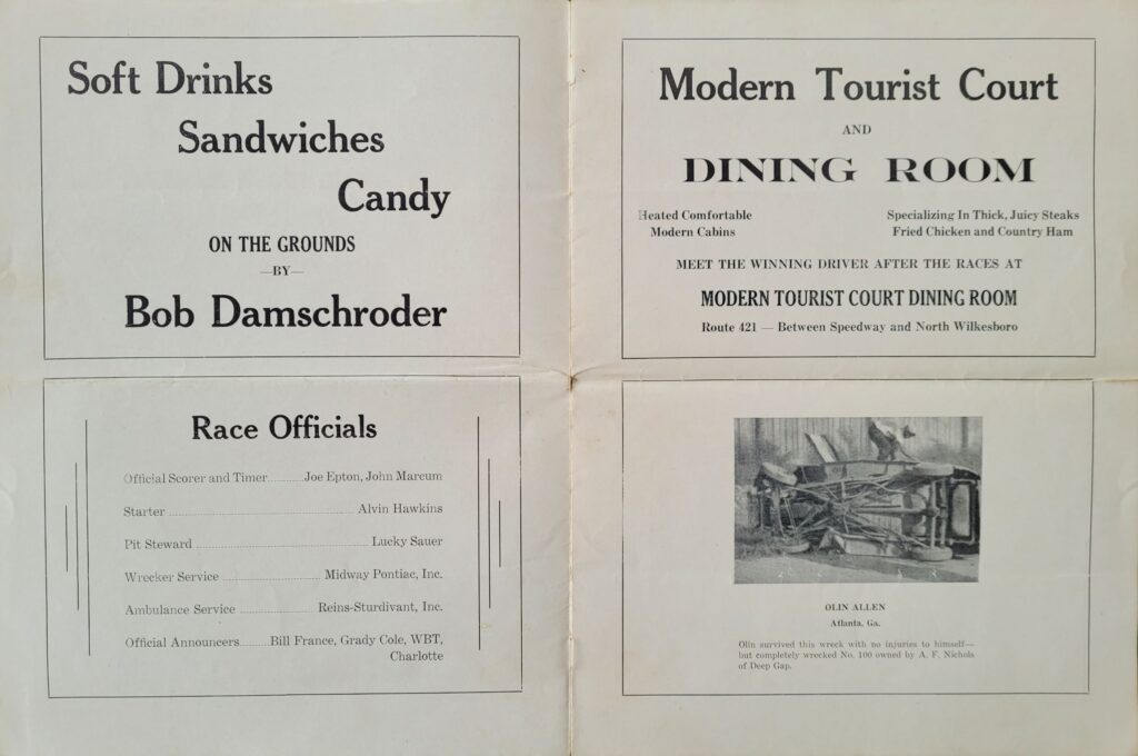 1947 NCSCC North Wilkesboro Speedway Program - Pages 2-3