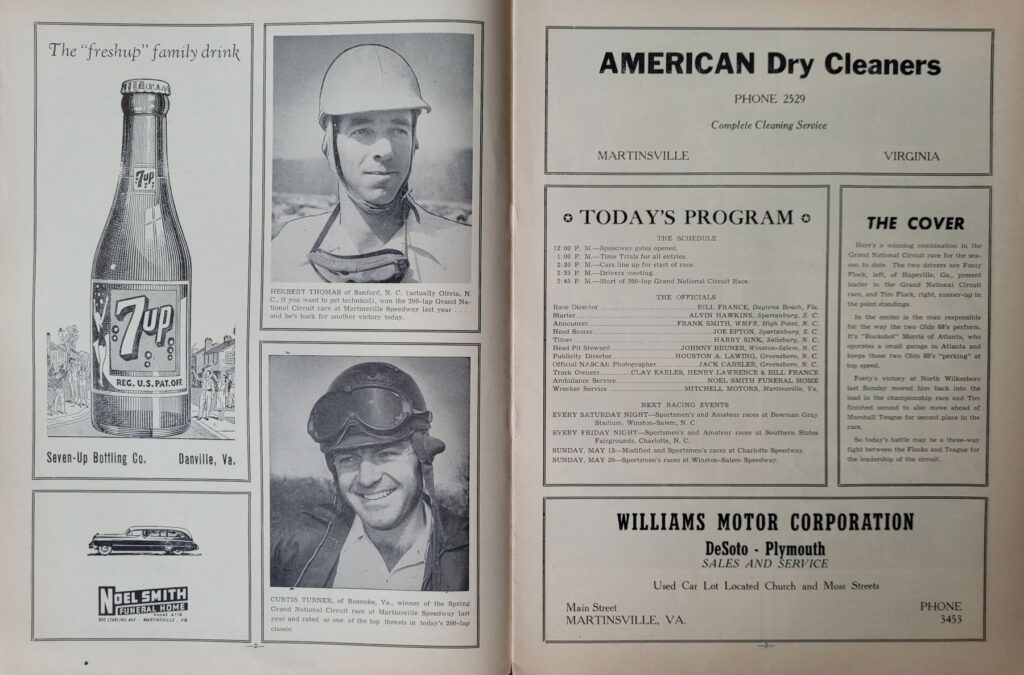 1951 NASCAR Grand National Martinsville Spring Program - Pages 2-3