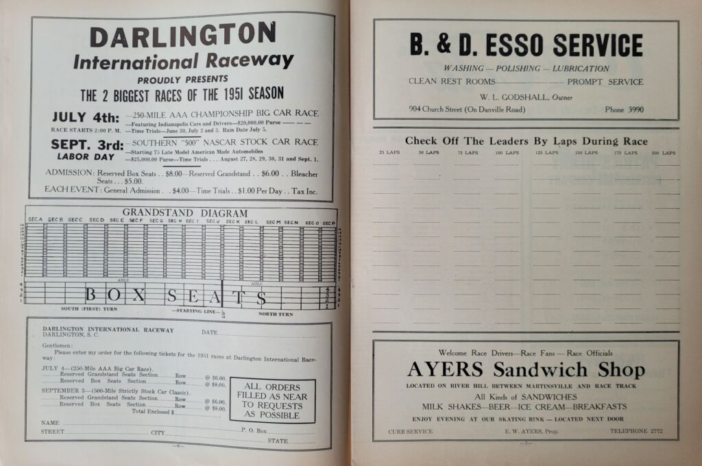 1951 NASCAR Grand National Martinsville Spring Program - Pages 6-7