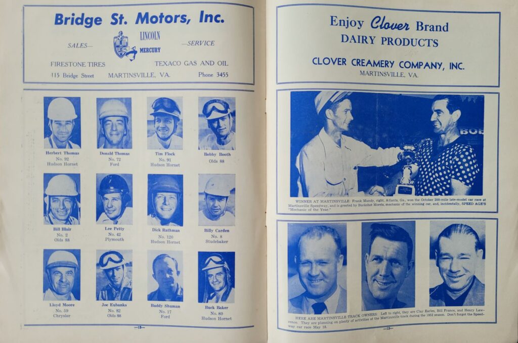 1952 NASCAR Martinsville Grand National Spring Program - Pages 12-13
