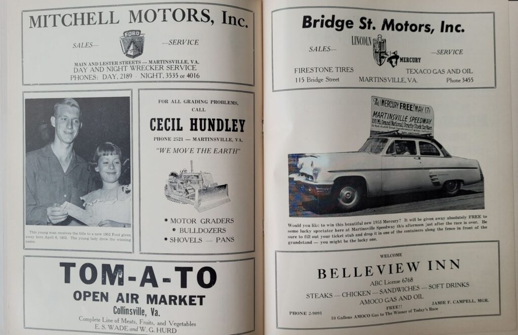 1953 NASCAR Martinsville Grand National Spring Program - Free Car Contest