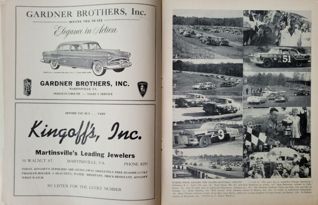 1954 NASCAR Martinsville Grand National Spring Program - Photos