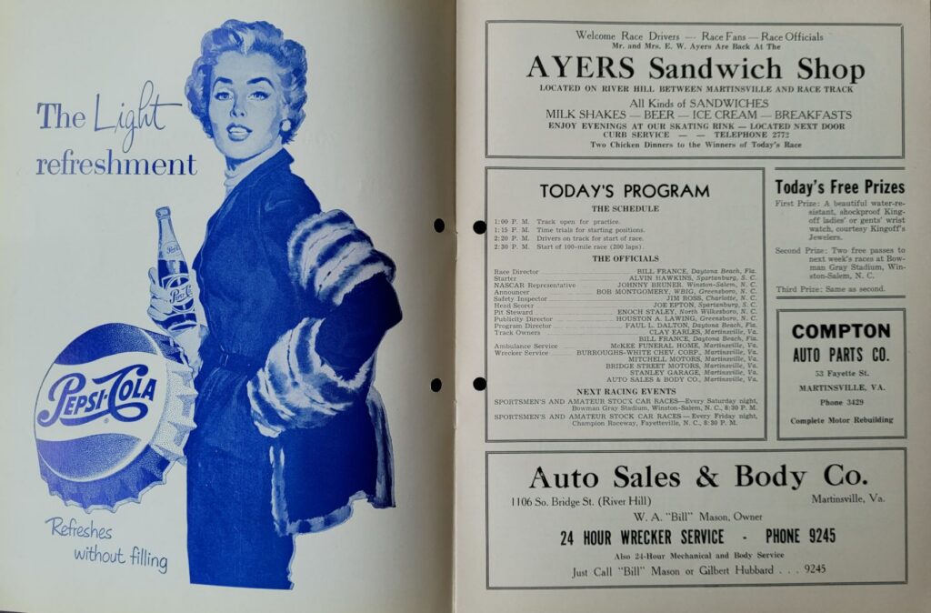 1955 NASCAR Grand National Martinsville Spring Program - Event Schedule