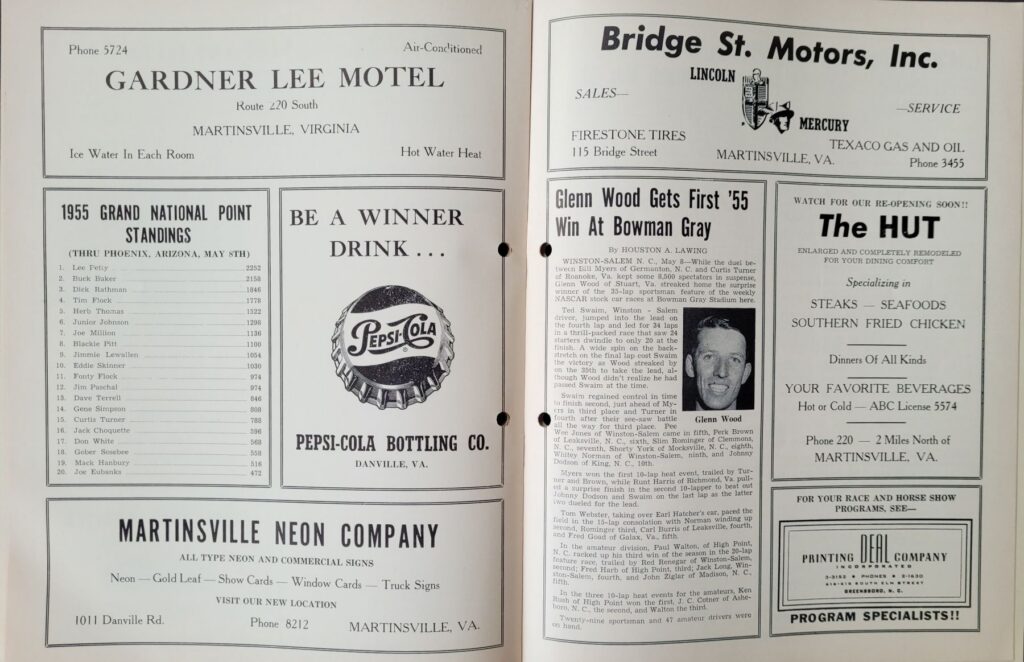 1955 NASCAR Grand National Martinsville Spring Program - Point Standings