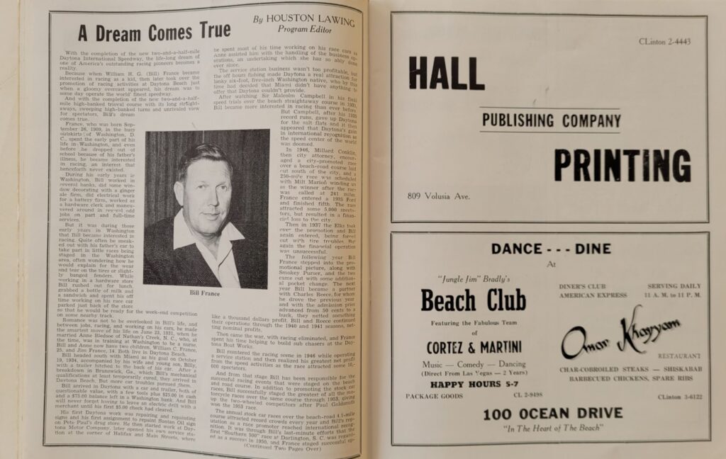 1959 NASCAR Daytona 500 Program - A Dream Comes True Article
