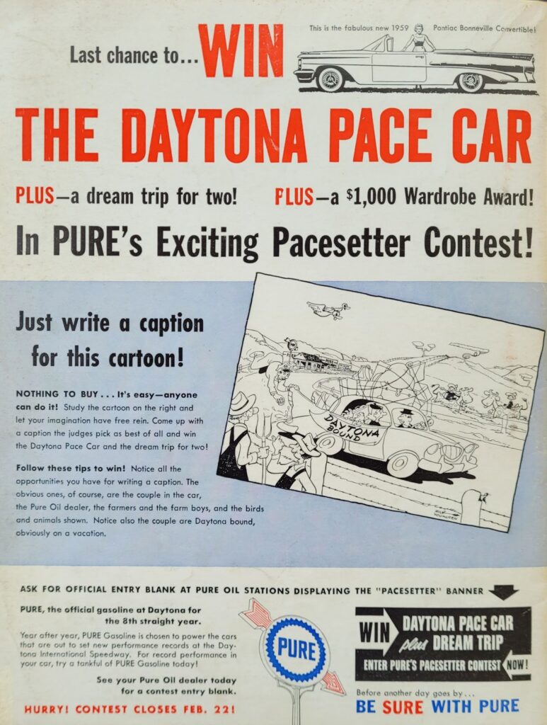1959 NASCAR Daytona 500 Program Back Cover