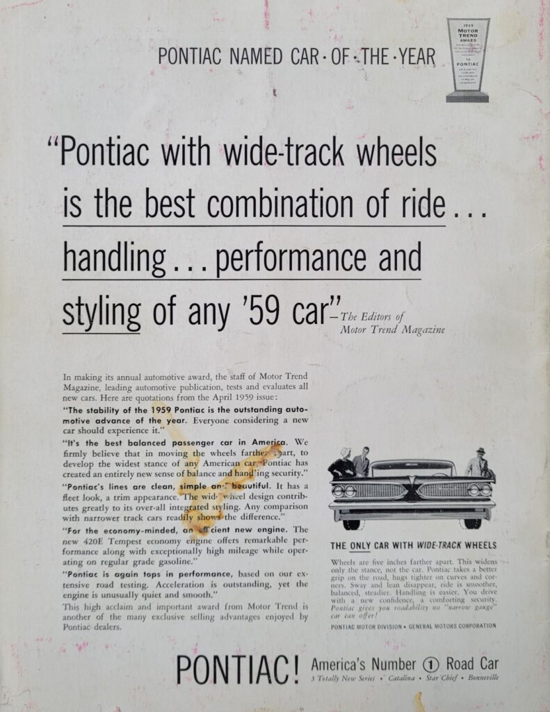 1959 NASCAR Trenton 150 Program Back Cover
