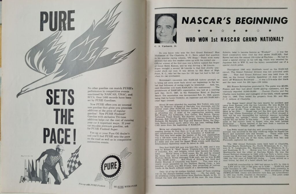 1962 NASCAR Martinsville Old Dominion 500 Program - NASCAR's Beginning