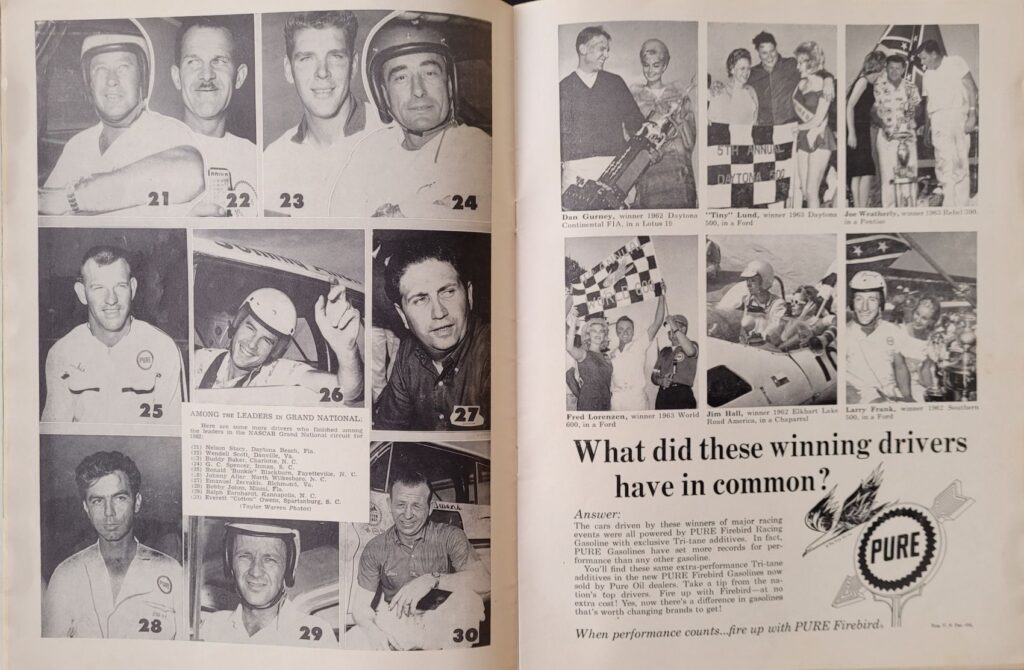 1963 NASCAR Old Bridge Stadium Program - Drivers