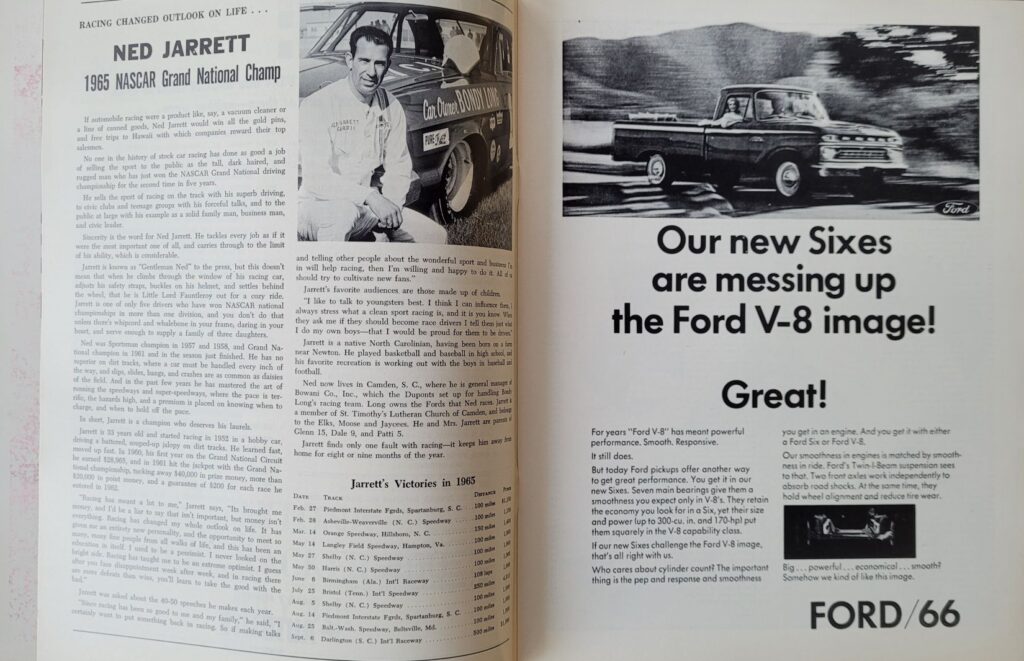 1966 NASCAR Martinsville Virginia 500 Program - Ned Jarrett